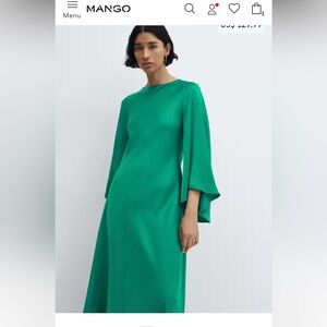 Mango Silky green emerald maxi dress